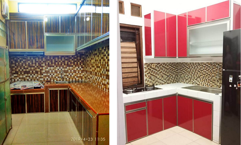 kitchen set merah & coklat