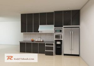 model kitchen set aluminium warna hitam