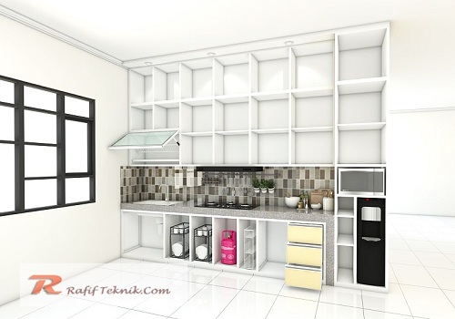 model kitchen set aluminium warna hitam tangerang