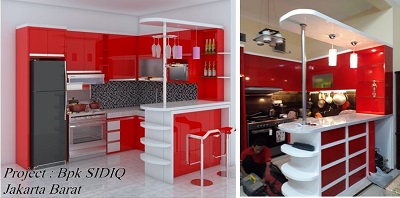 minibar minimalis warna merah