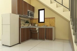 Kitchen Set Aluminium ACP Motif serat Kayu