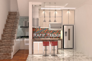 Model Kitchen Aluminium Motif Kayu yang Modern
