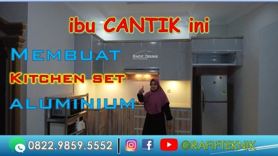 Project Kitchen Set Aluminium Minimalis Motif Serat Kayu