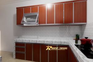 Harga Kitchen Set Aluminium Motif kayu Single Layer