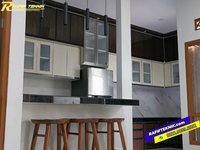 model kitchen set aluminium modern leter u